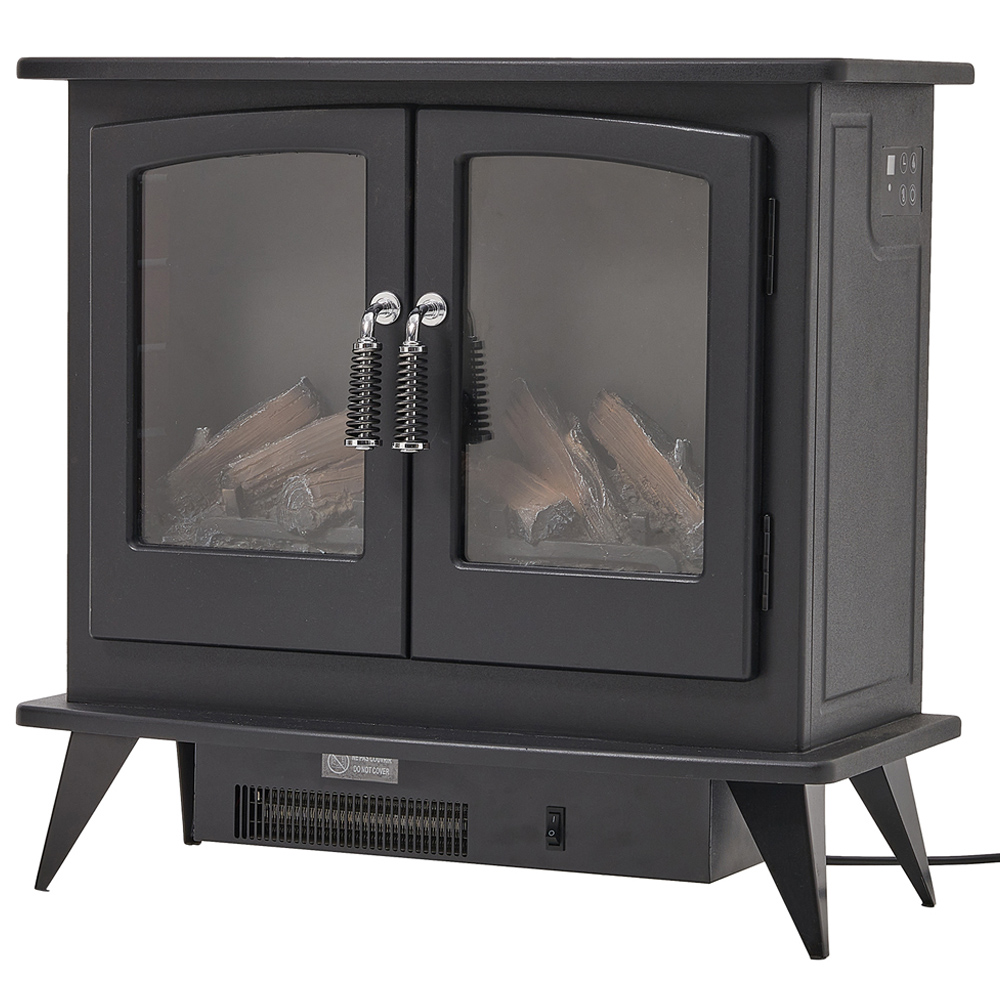 Living and Home Black Freestanding Electric Fireplace Heater Image 1