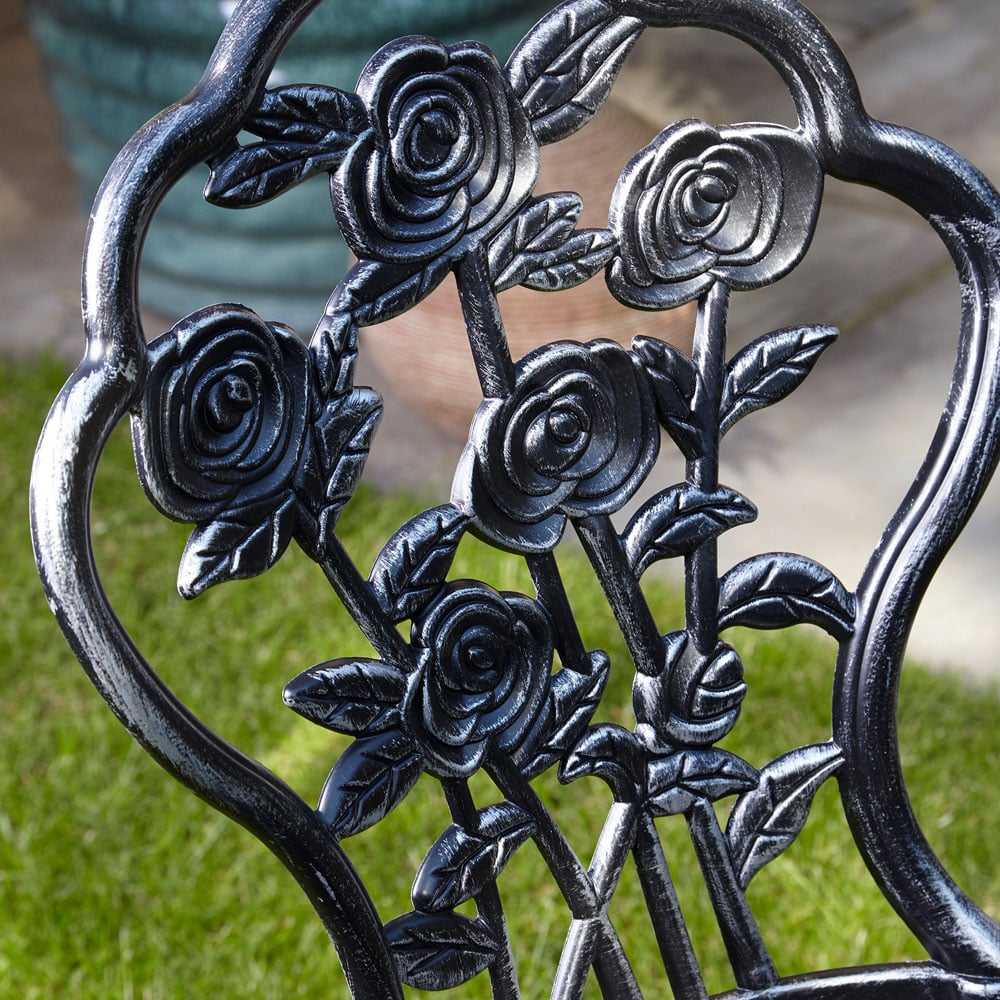 Home Source Rose 2 Seater Grey Outdoor Garden Bistro Set Image 4