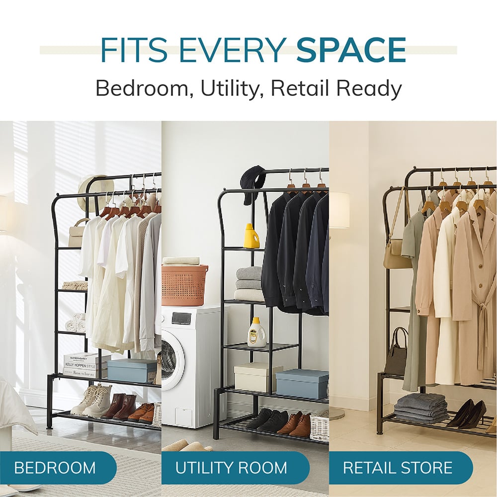 House of Home 5 Shelf Heavy Duty Double Clothes Rail Image 7