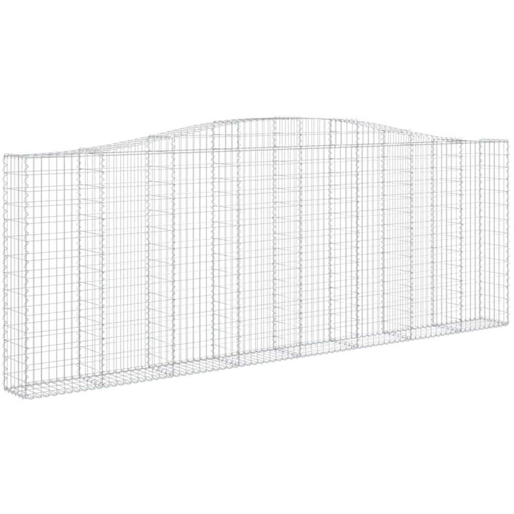 vidaXL Silver Galvanised Iron Arched Gabion Basket 400 x 30 x 140/160cm 7 Pack Image 1