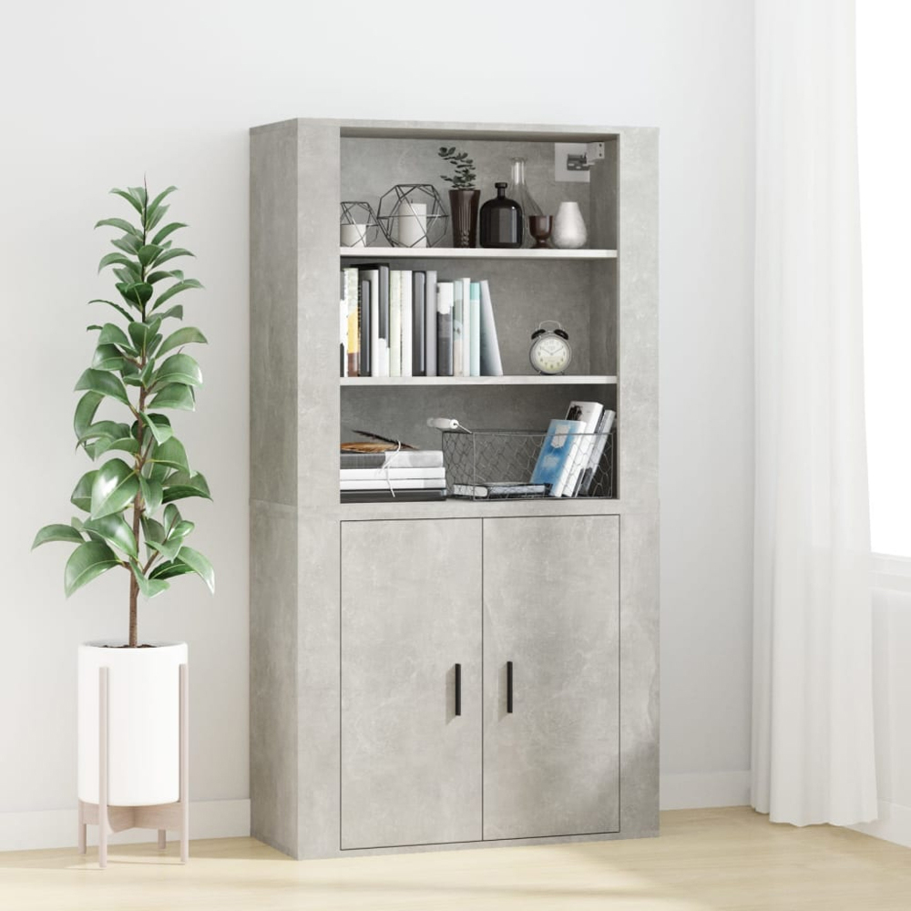 vidaXL 3 Shelf Concrete Grey Wall Cabinet Image 7