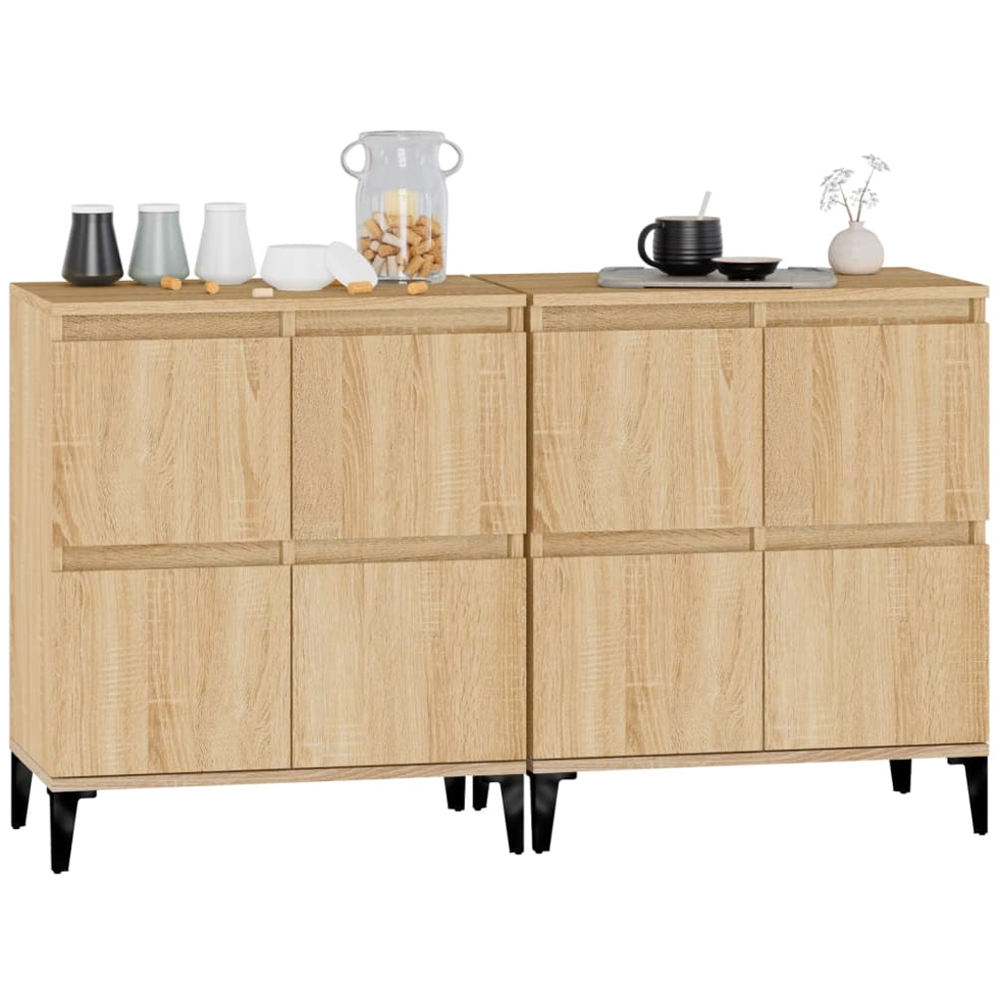 vidaXL 4 Door Sonoma Oak Sideboard Set of 2 Image 4