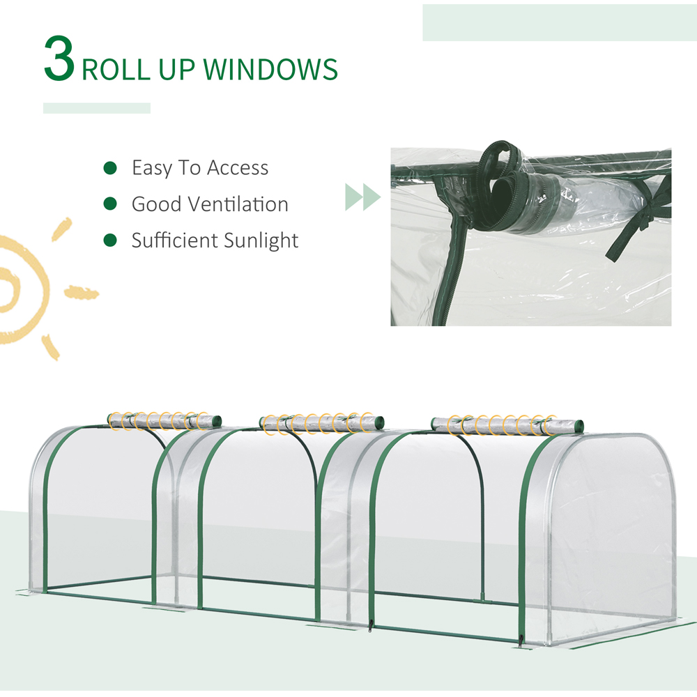 Outsunny Long Plastic Cover Tunnel 9.6 x 3.2ft Greenhouse Image 5