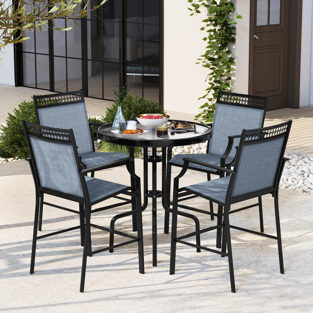 Costway Set of 2 Blue Outdoor Patio Chairs with Footrest Image 4