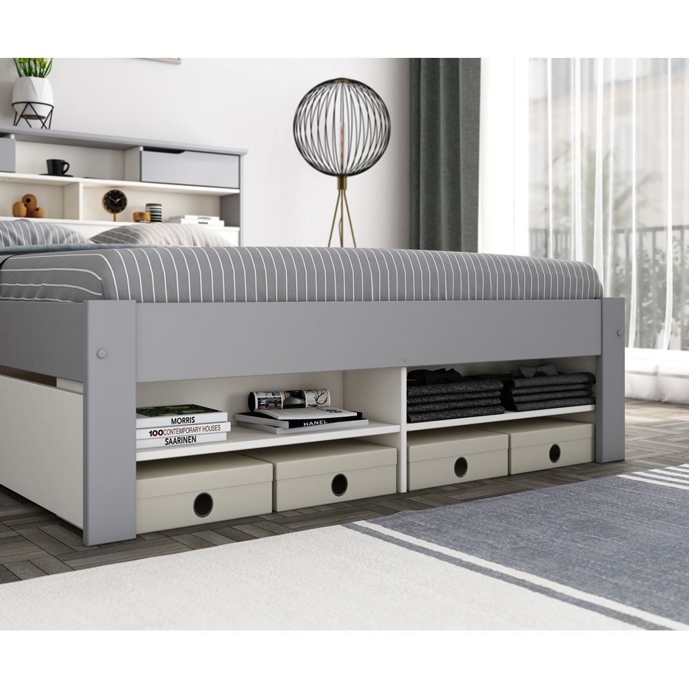 Fabio King Size Grey and White Wooden Storage Bed Image 4