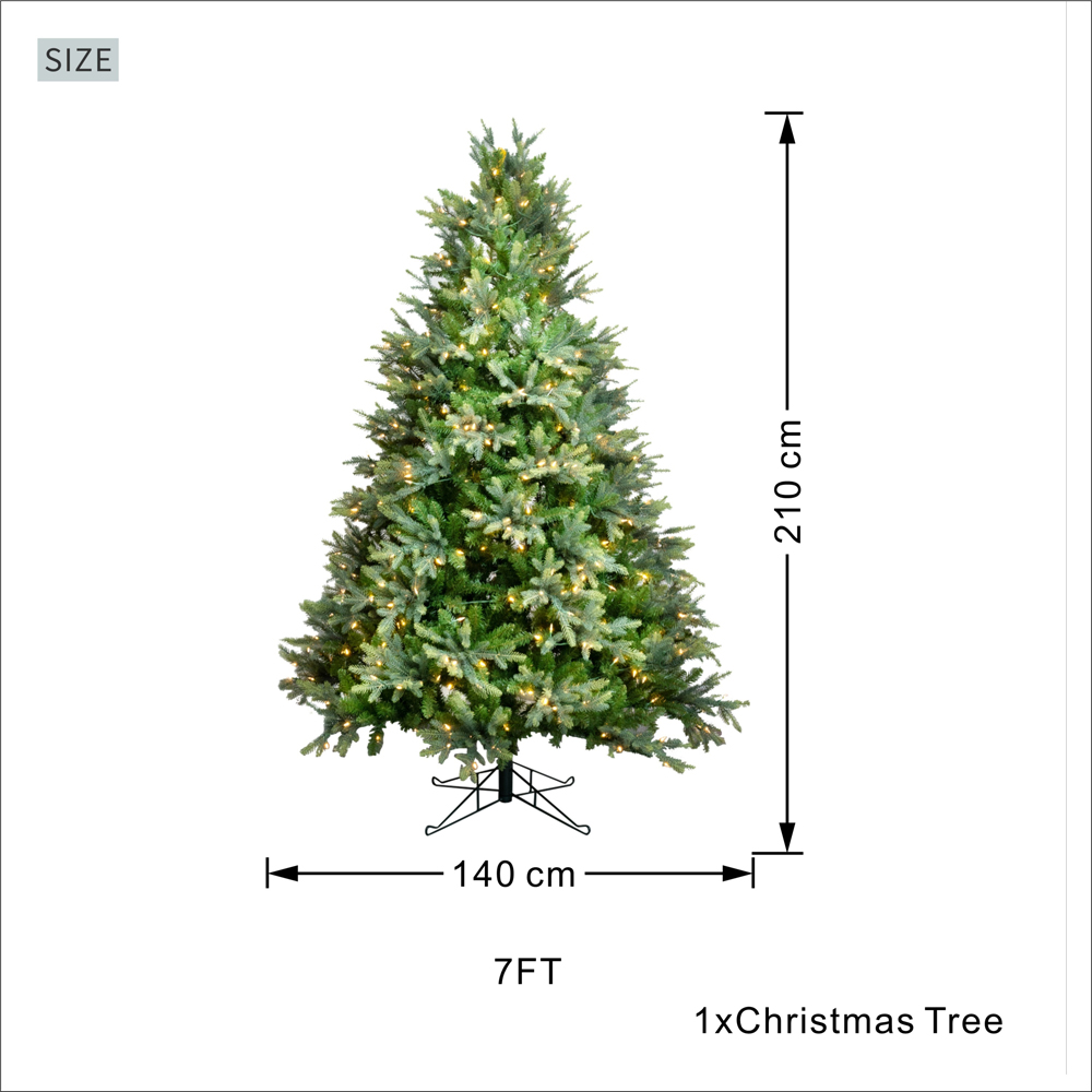 Abrihome 500 Warm White LED Pre-Lit Grand Fir Artificial Christmas Tree with 1733 Mixed Tips 7ft Image 9
