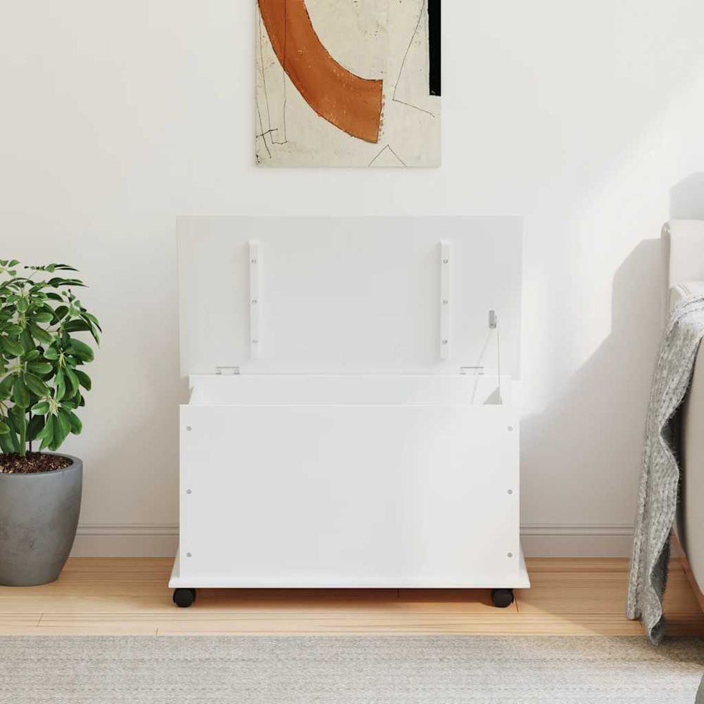 vidaXL Alta White Storage Chest with Wheels Image 5