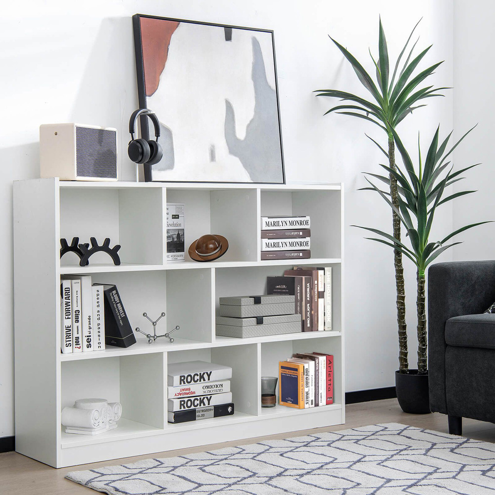 Costway 8 Shelf White Floor Standing Open Bookshelf Image 3