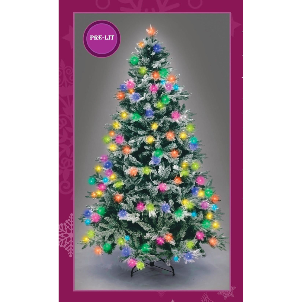Shatchi Multicolour LED Pre-Lit Snow Flocked Lapland Fir Artificial Christmas Tree 5ft Image 2