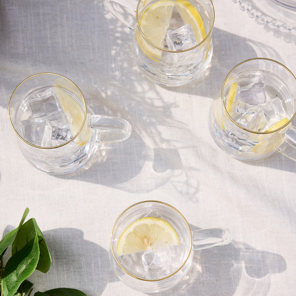 Dibor Gold Rimmed Glass Mug Set 4 Pack Image 5