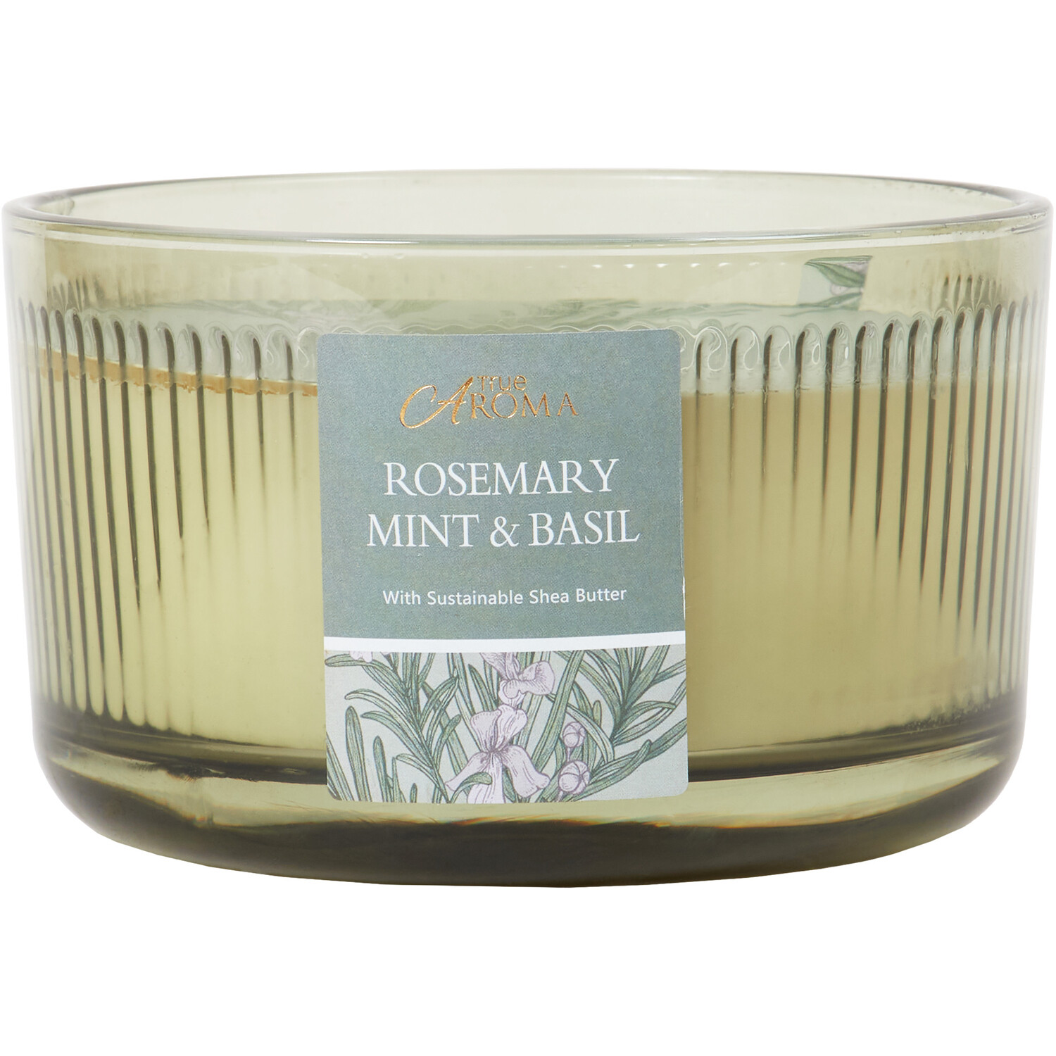 Rosemary Mint & Basil Ribbed Candle - White Image 1