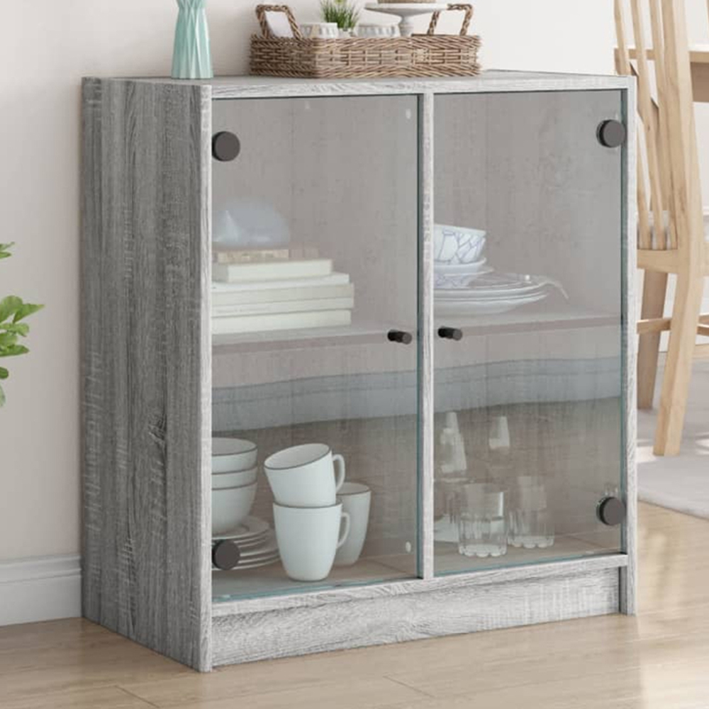 vidaXL 2 Door Grey Side Cabinet Image 1