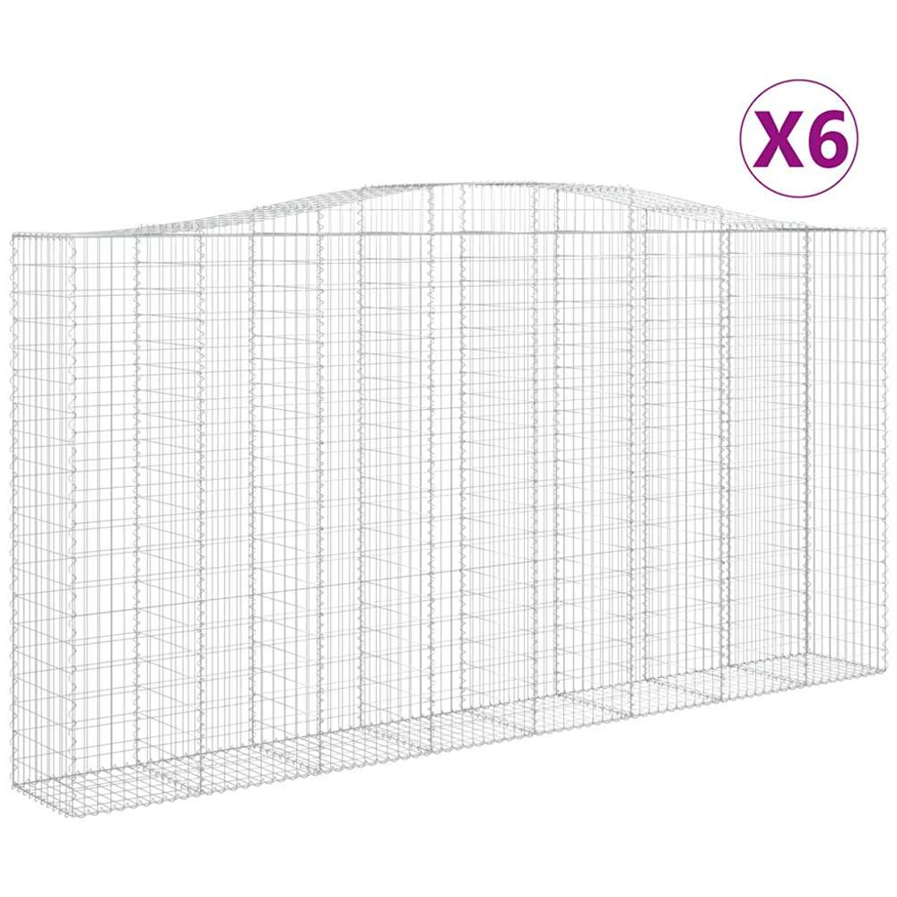 vidaXL Silver Galvanised Iron Arched Gabion Basket 400 x 50 x 200/220cm 6 Pack Image 4