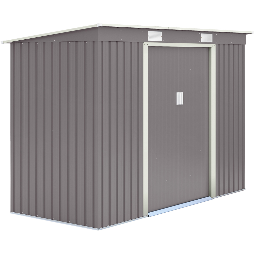 Rowlinson Trentvale Metal Pent Shed Light Grey with Foundation Kit 8 x 4ft Image 1