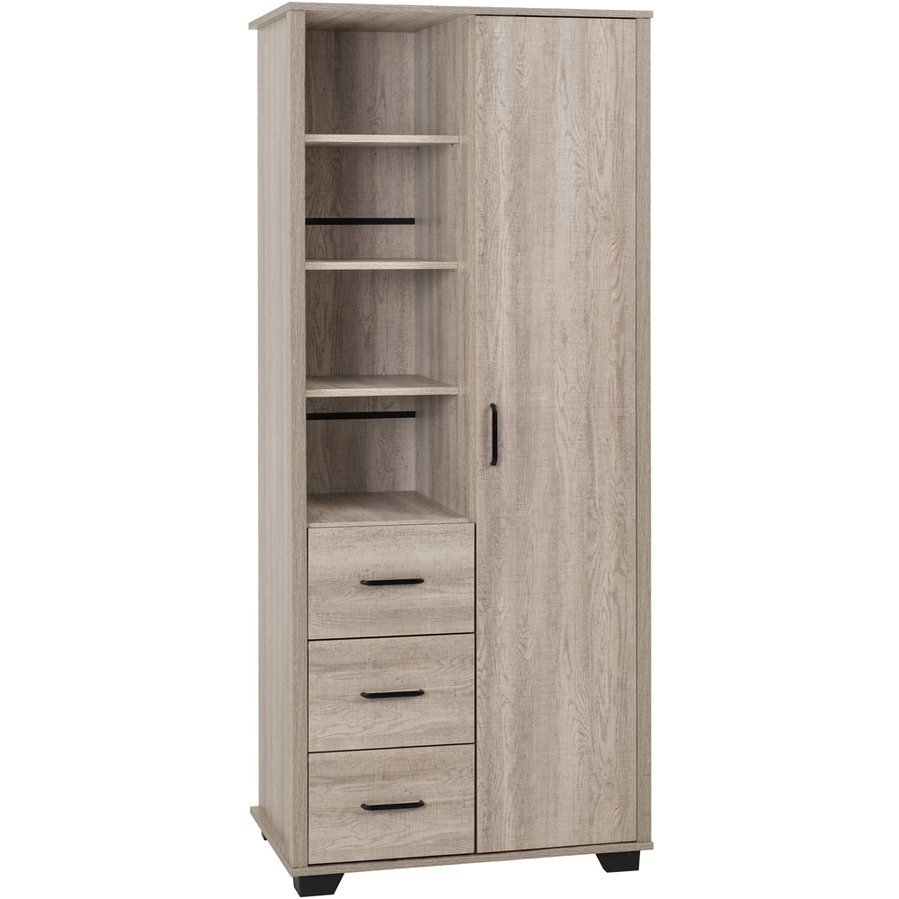 Seconique Oliver Single Door 3 Drawer Light Oak Effect Wardrobe Image 2