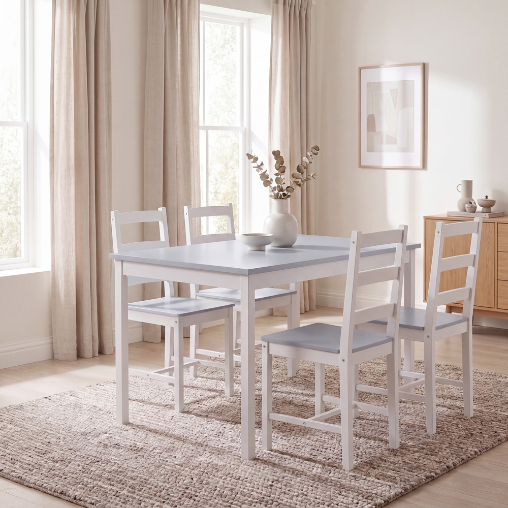 VIDA DESIGNS Yorkshire 4 Seater Dining Set White and Grey Image 3