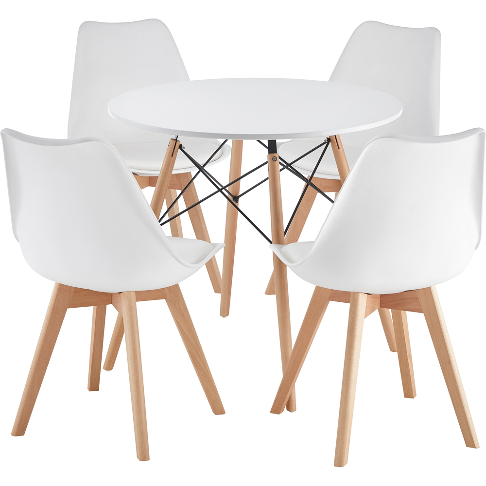 Comfy Living 4 Seater Round Dining Set White Image 2