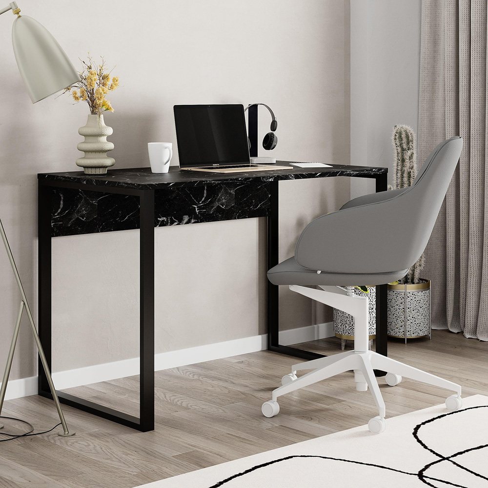 Decortie Inna Computer Desk Matte Black Marble Effect Image 4