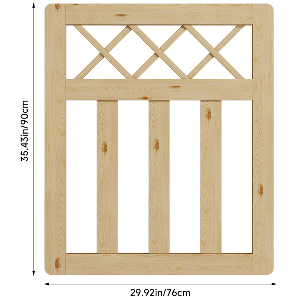 Outdoor Cross Top Wooden Nature Garden Fence Door, 90 x 76 x 2.5cm Image 8