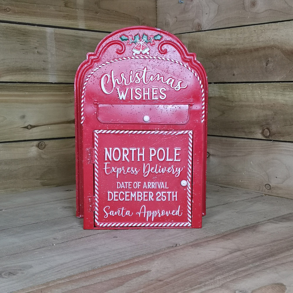 Samuel Alexander Red and White Santa Metal Post Box Christmas Decoration Image 2