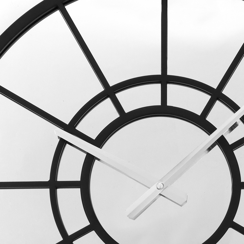 Charles Bentley Buttermere Black Mirrored Round Skeleton Indoor and Outdoor Wall Clock 50cm Image 6