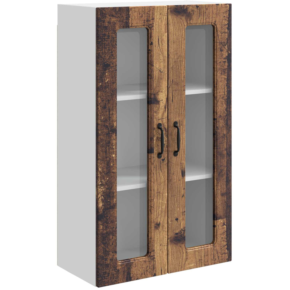 vidaXL 2 Glass Door Old Wood Kitchen Wall Cabinet Image 2