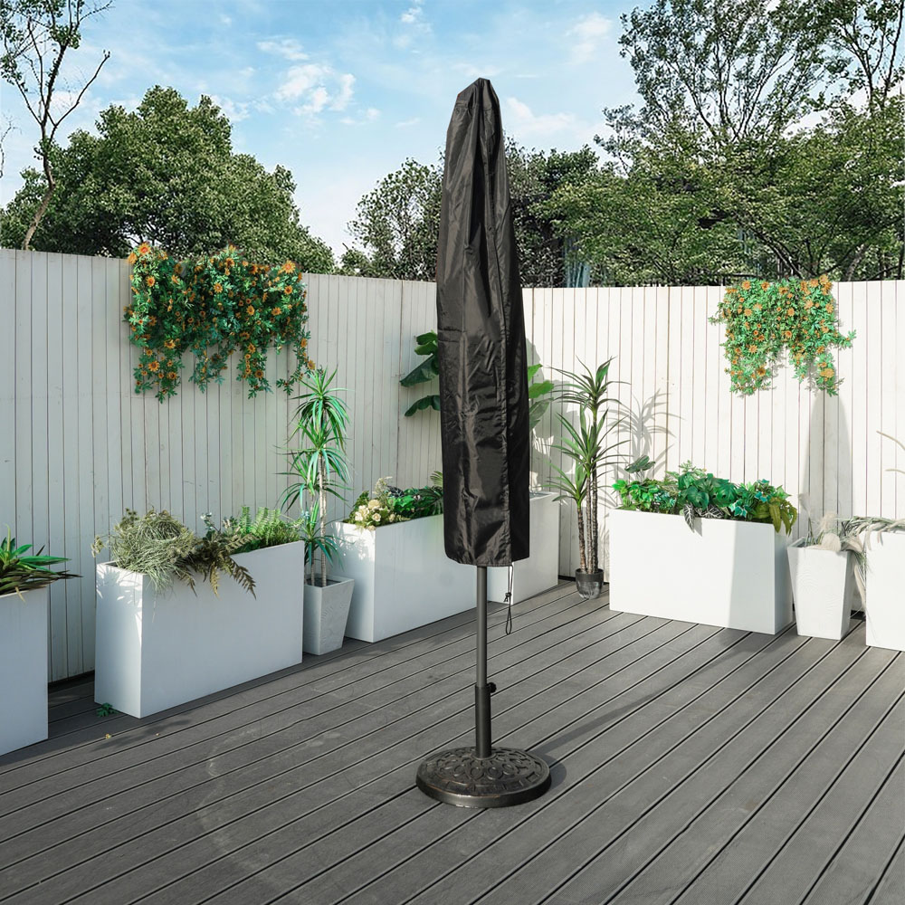Direct Wicker Black Garden All Weather Parasol Cover Image 3