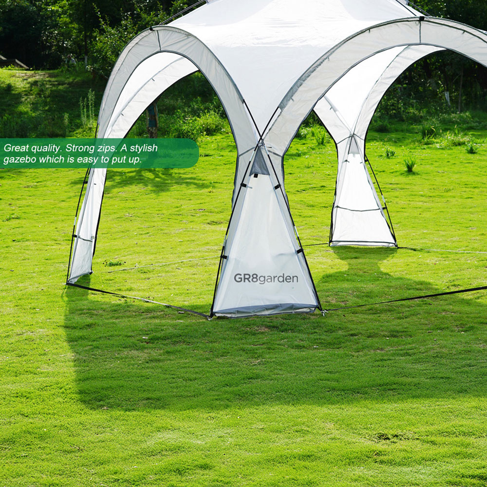 Gr8 Garden 3.5 x 3.5m Grey Dome Gazebo Tent with Side Walls Image 5