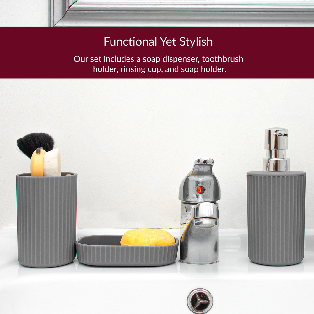 Innoteck Essentials 4 Piece Matt Grey Dish Dispenser and Tumbler Bathroom Accessory Set Image 3