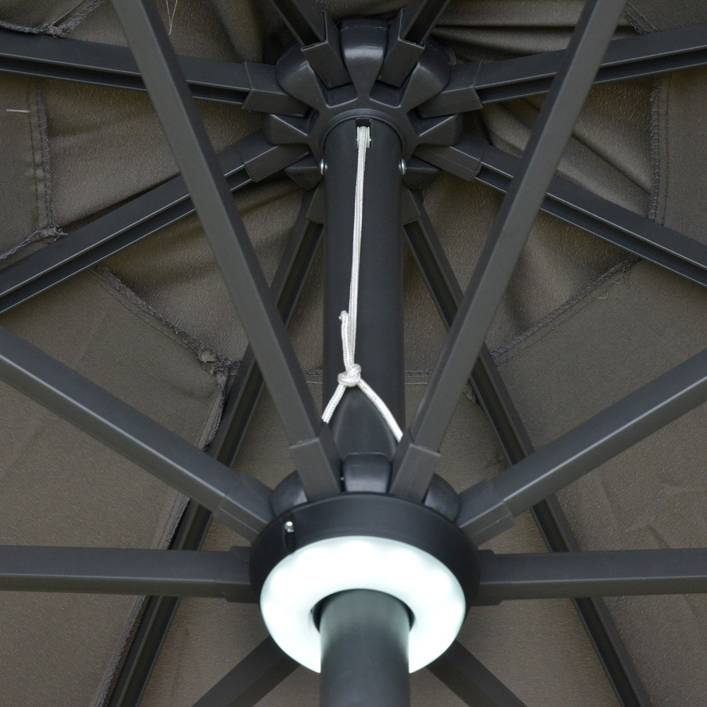 Outsunny Grey Solar LED Crank and Tilt Parasol 2.7m Image 3