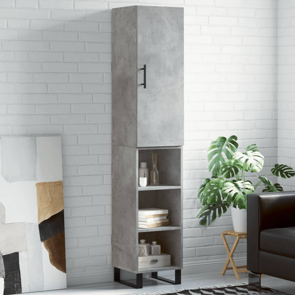 vidaXL Single Door 3 Shelf Concrete Grey Highboard Image 1