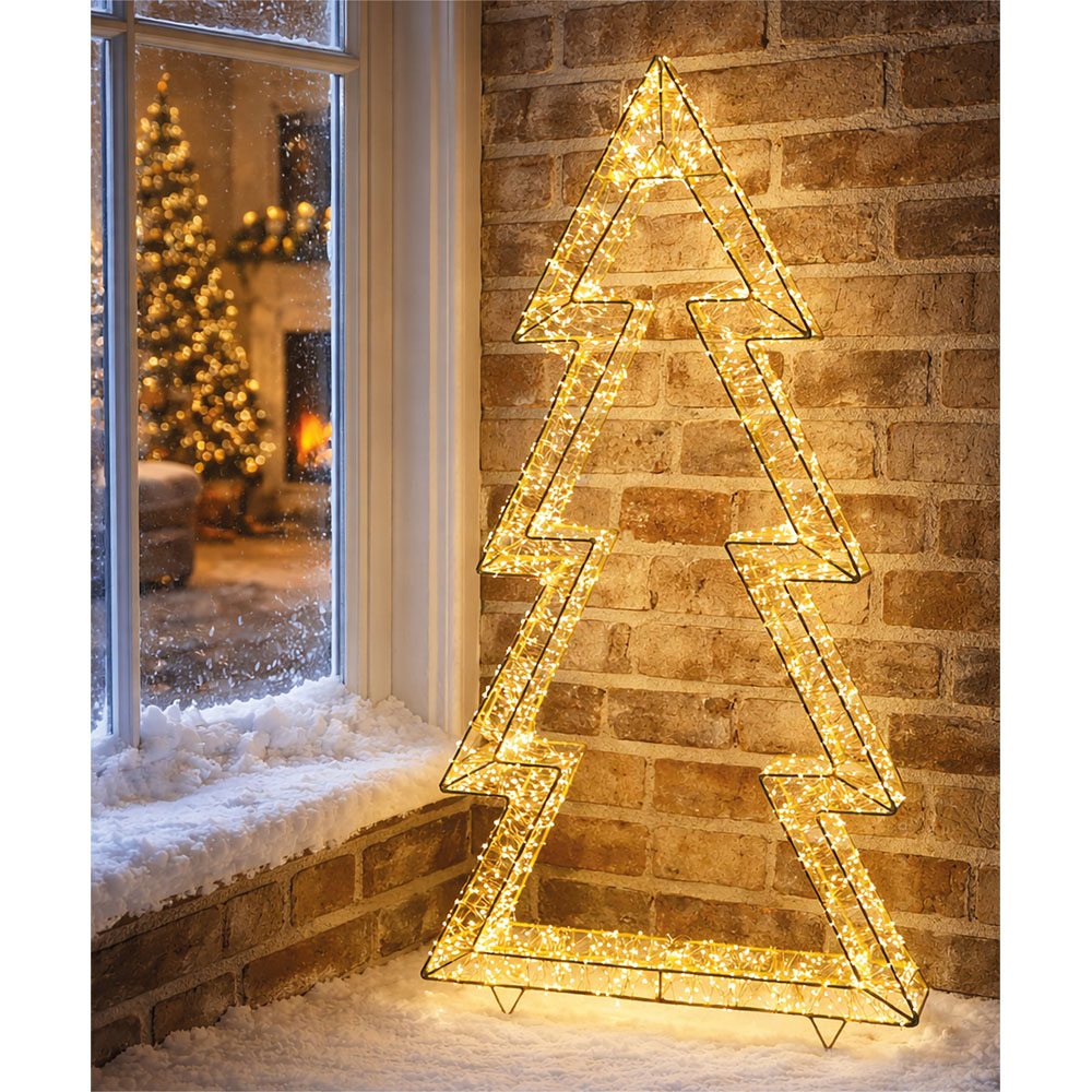 Xmas Haus 4800 Warm White Micro LED Gold Metal Christmas Tree Silhouette 70cm Image 2