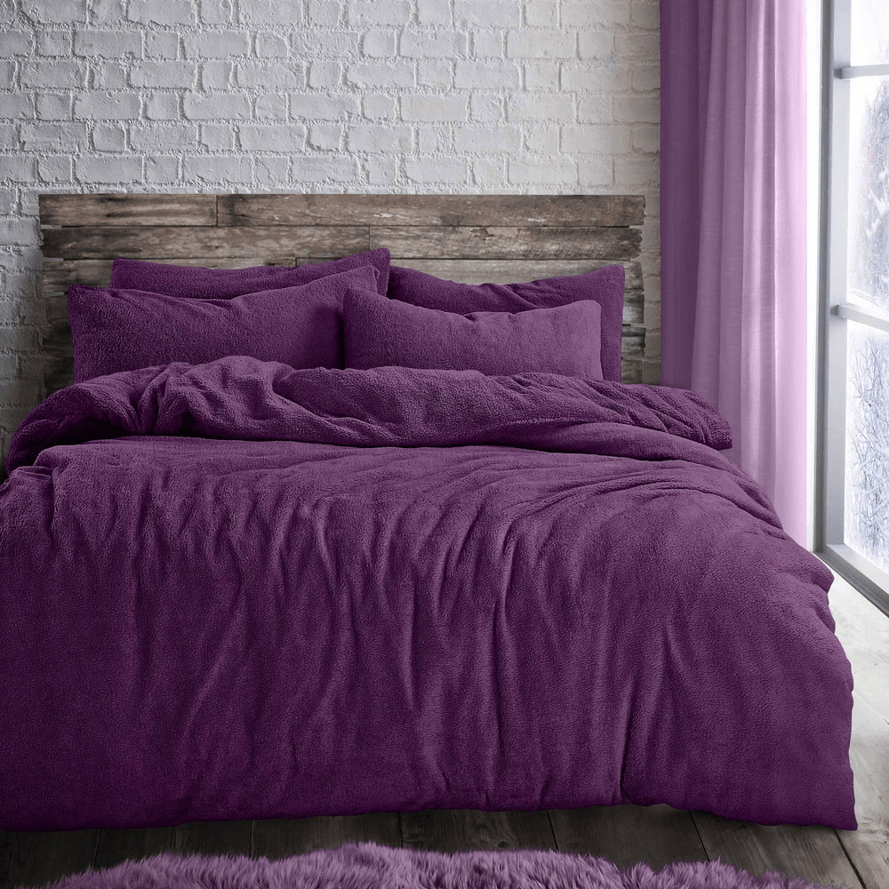Velosso Single Purple Teddy Fleece Duvet Set Image 1