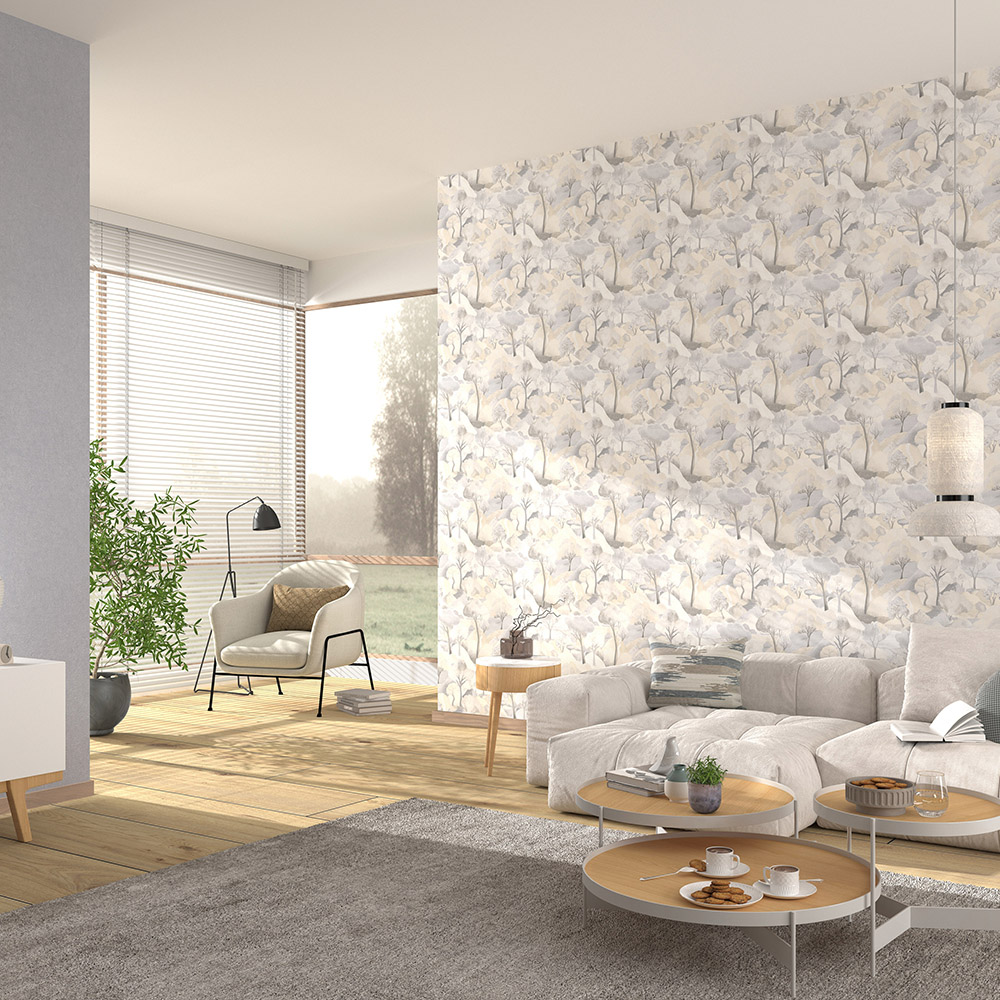 Erismann Tree Landscape Cream Vinyl Wallpaper Image 2