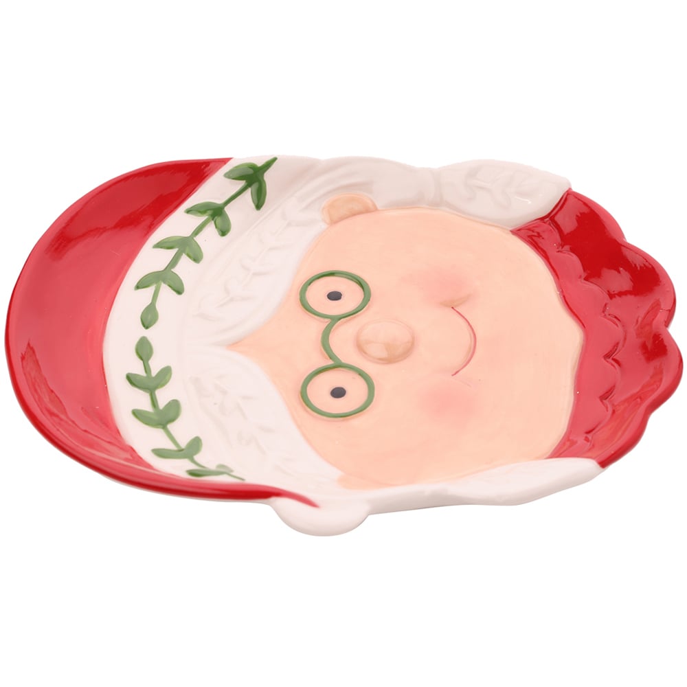 The Seasonal Gift Co. Santa & Friends Nordic Mr Claus with Glasses Ceramic Plate Image 2
