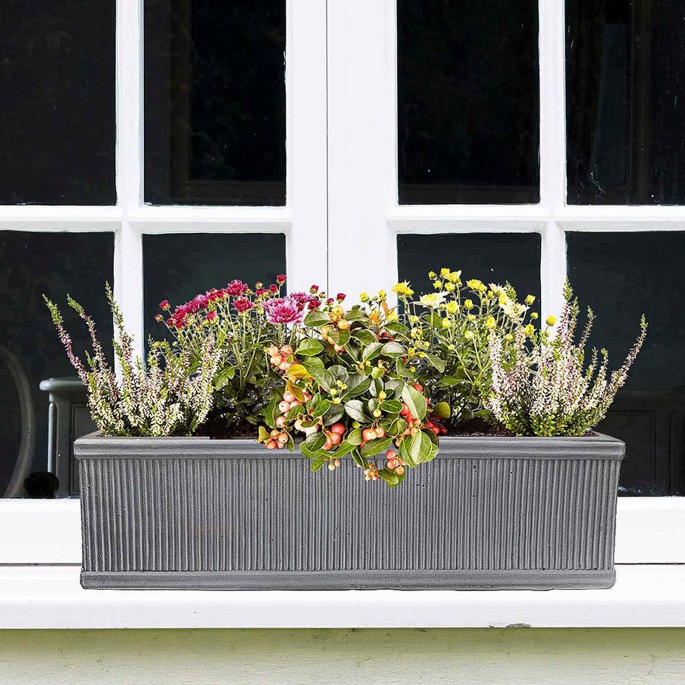 wilko Window Flower Box Grey Outdoor Planter 17cm Image 6
