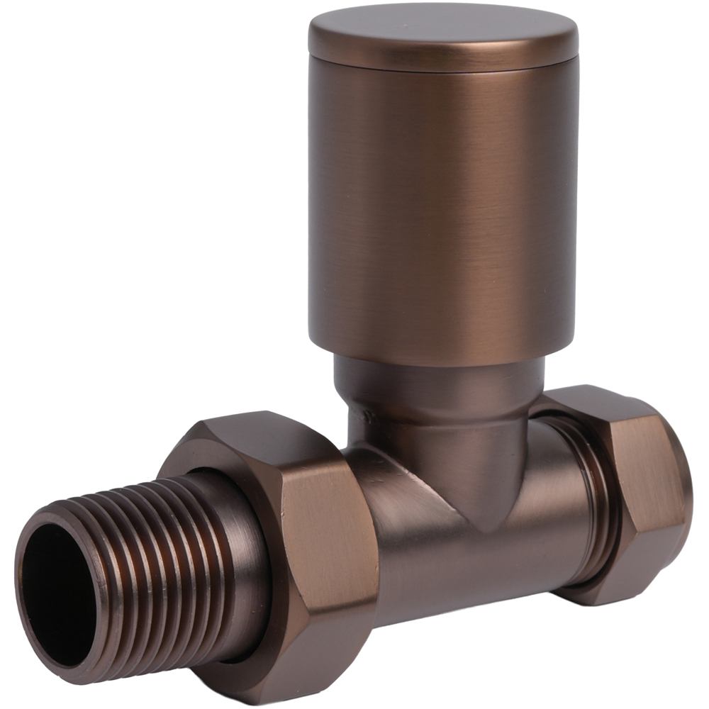 Go Bathrooms Bronze Straight Radiator Valve 15mm 2 Pack Image 2