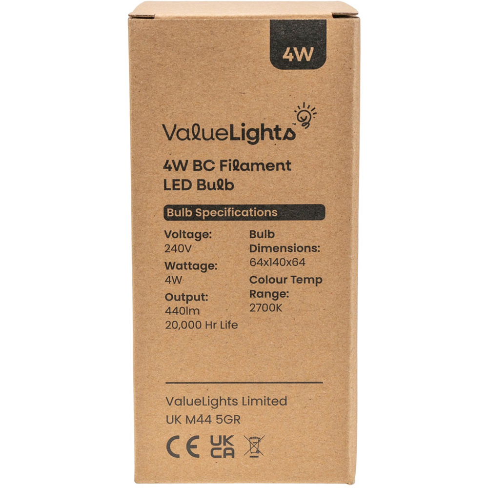 ValueLights Vintage 4W 2700K Warm White B22 LED Light Bulb 5 Pack Image 4