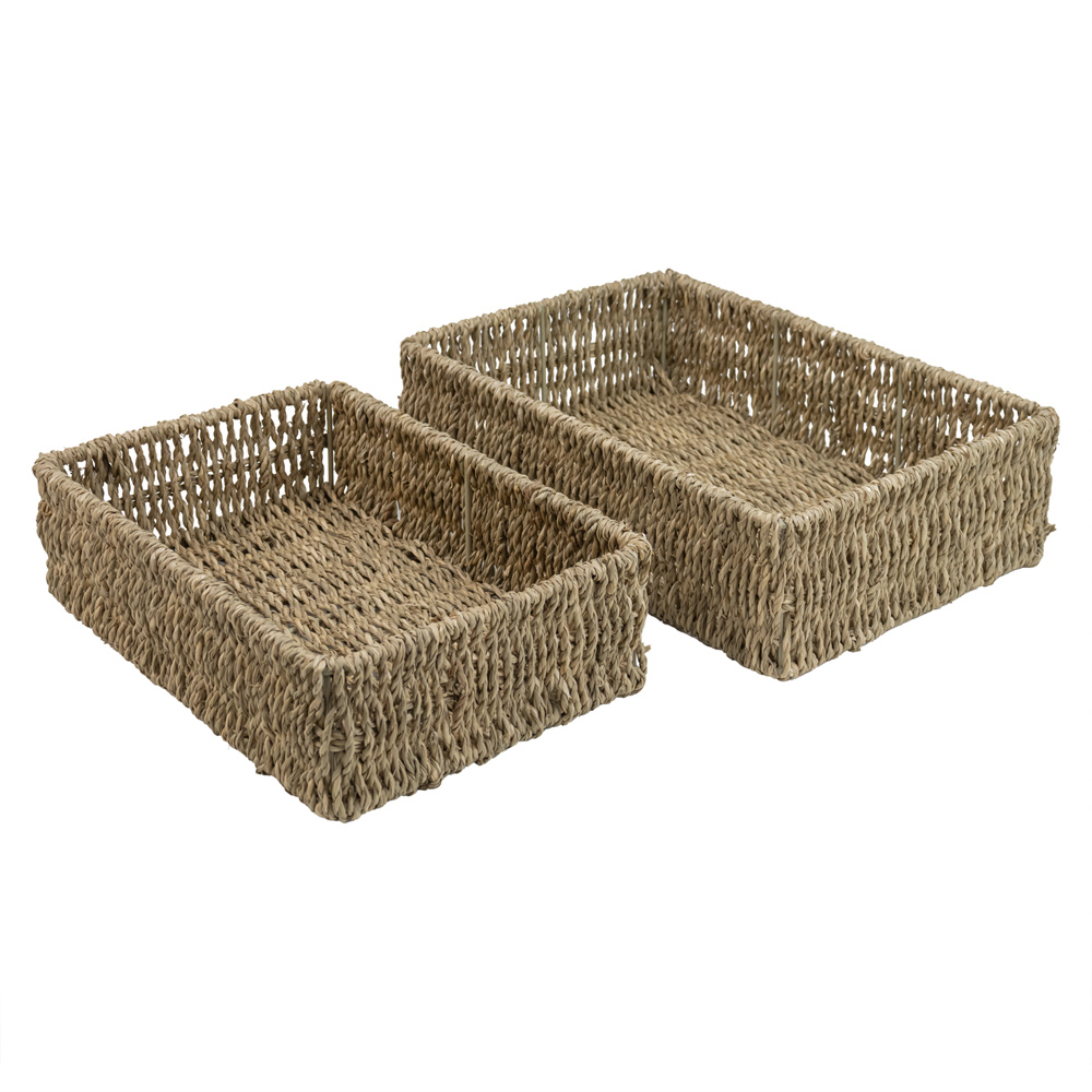 JVL Seagrass Rectangular Storage Basket 2 Pack Image 2