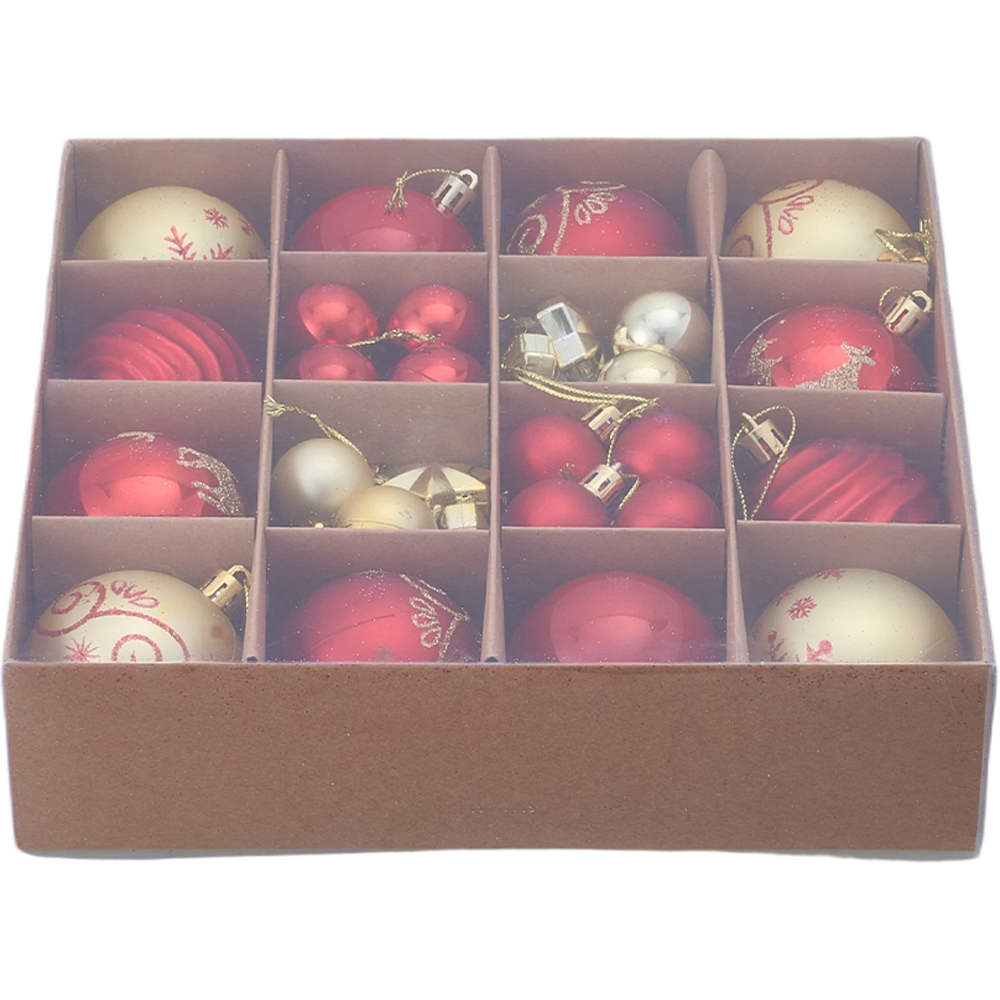 Living and Home 44 Piece Red and Gold Christmas Bauble Set with Storage Box Image 6