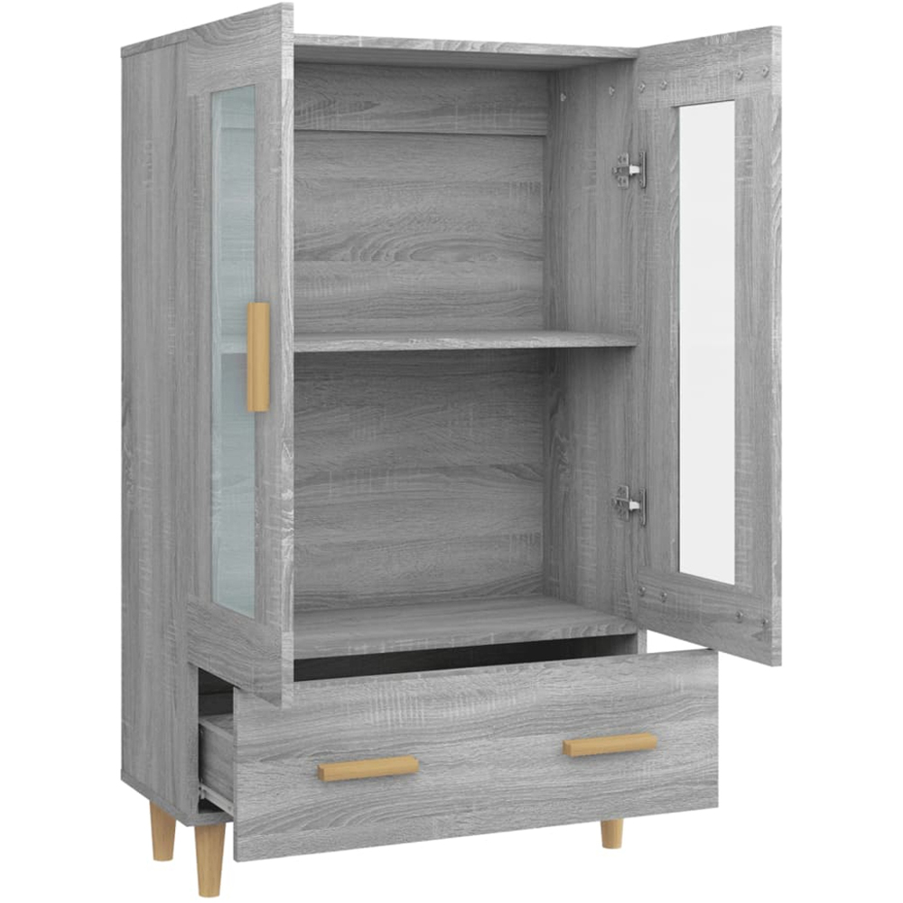 vidaXL 2 Glass Door Single Drawer Grey Sonoma Highboard Image 6