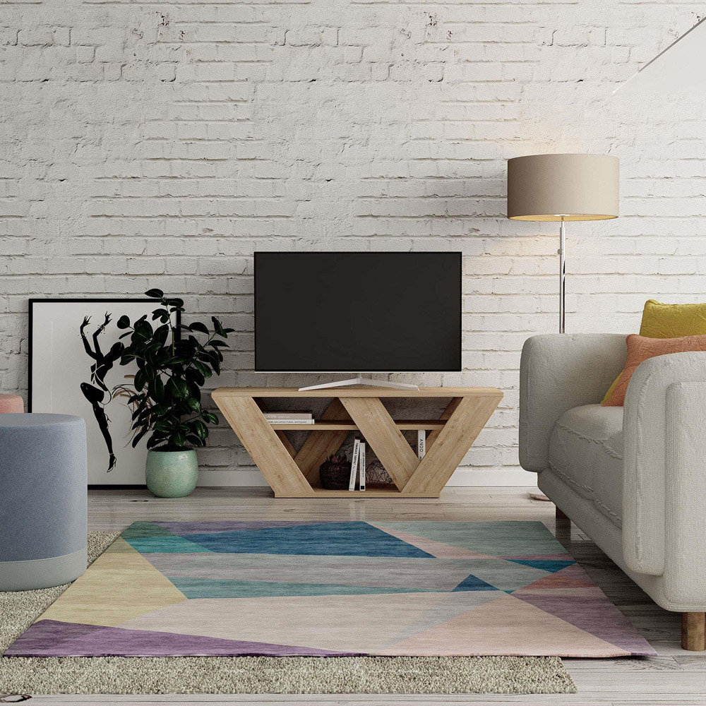 Decortie Pipralla 2 Shelf Oak Modern TV Unit Image 4