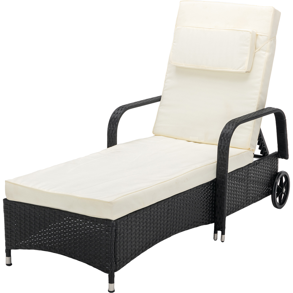 Venice Set of 2 Black Sun Loungers with Table Image 4
