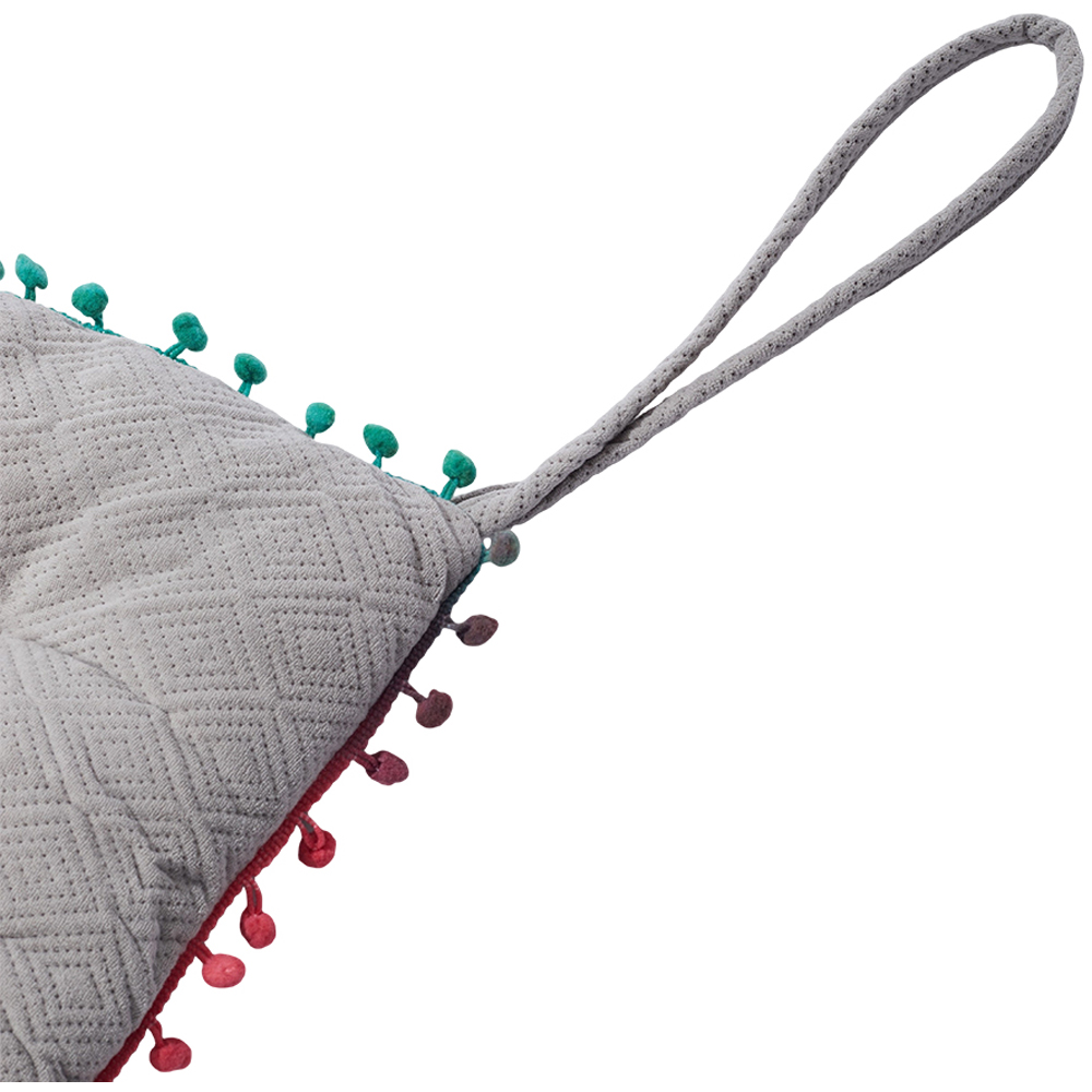 Living and Home Grey Square Dining Chair Cushion with Pom Poms 40 x 40cm Image 6