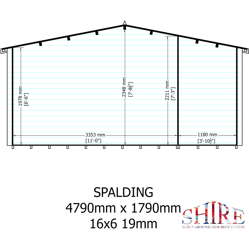 Shire Bourne 16 x 6ft Apex Garden Log Cabin Image 9