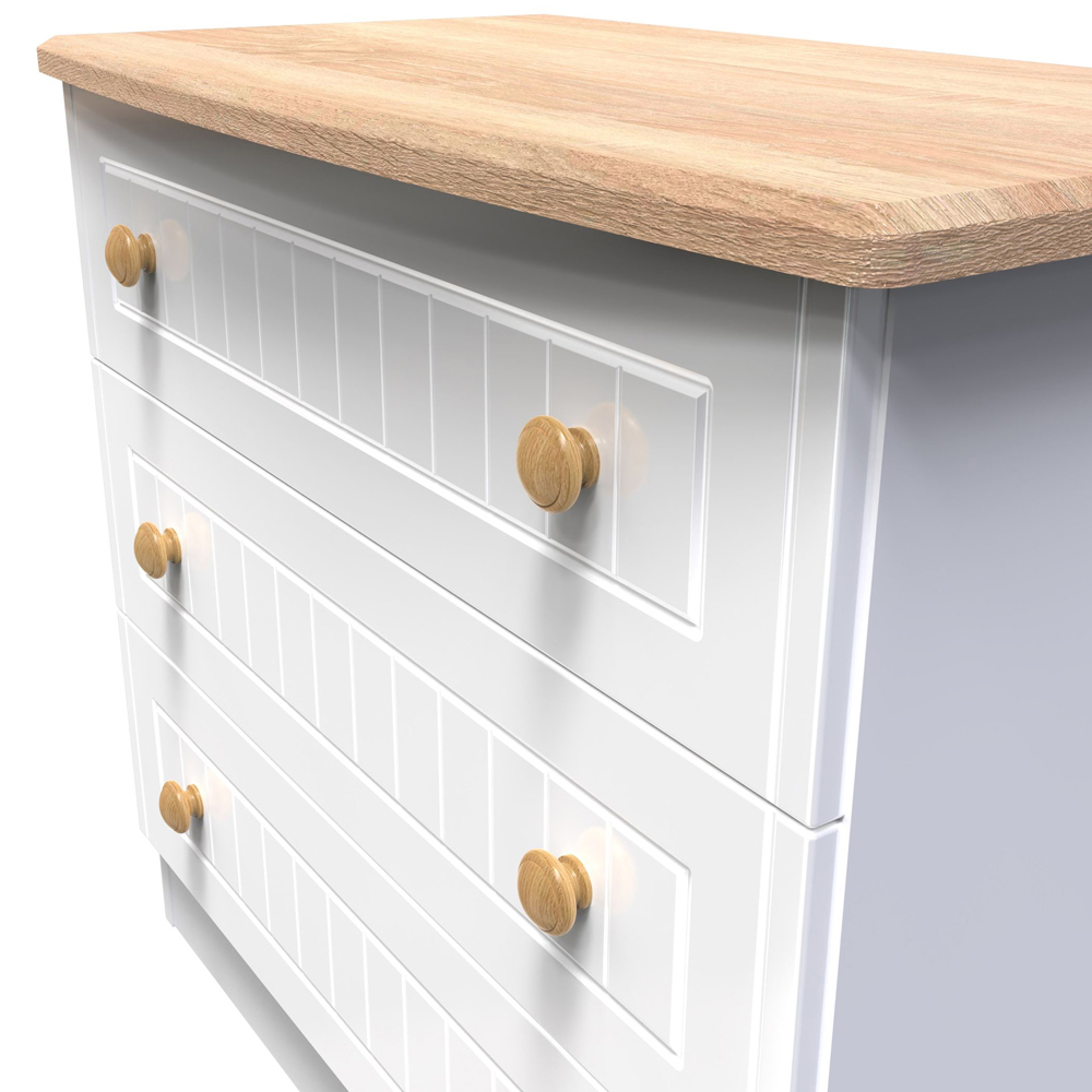 Crowndale Warwick 3 Drawer White Ash and Oak Chest of Drawers Image 5