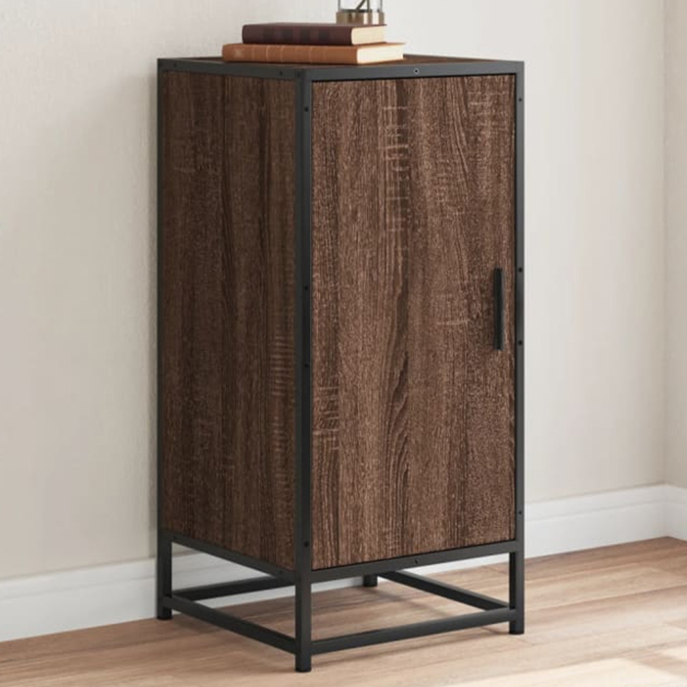 vidaXL Single Door Brown Oak Sideboard Image 1
