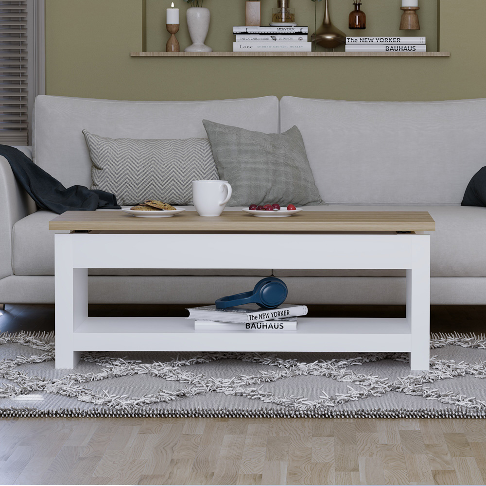 Vida Designs Arlington Sliding Top White Coffee Table Image 4