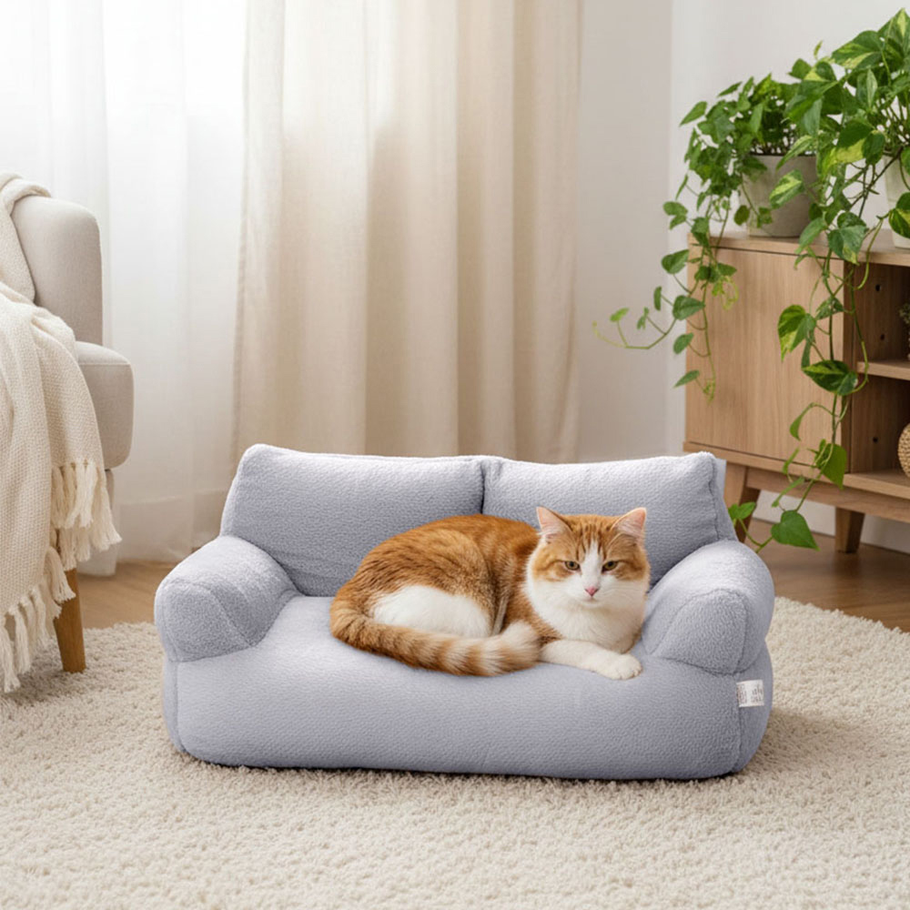 H&O Direct Large Grey Washable Cat Lounger Sofa Bed Image 2