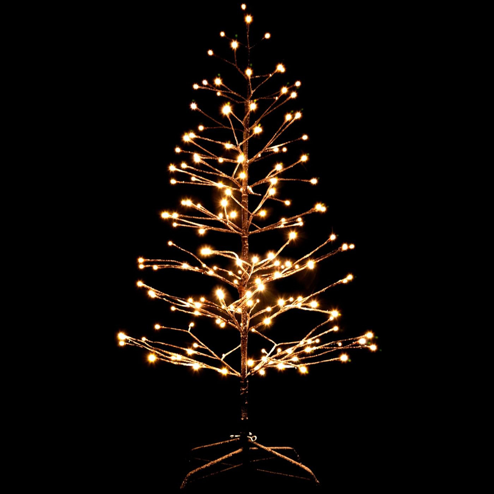 Shatchi Warm White LED Pre Lit Brown Snow Twig Artificial Christmas Tree 5ft Image 3